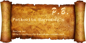 Petkovits Barnabás névjegykártya