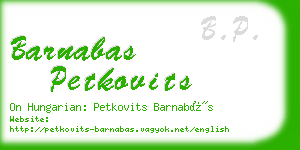 barnabas petkovits business card